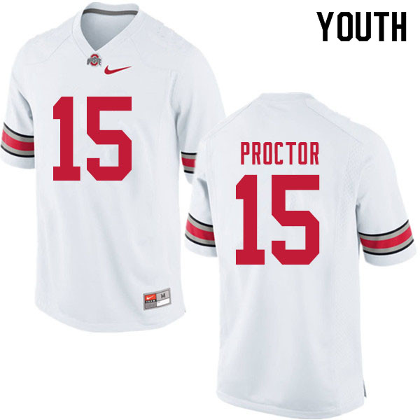 Ohio State Buckeyes Josh Proctor Youth #15 White Authentic Stitched College Football Jersey